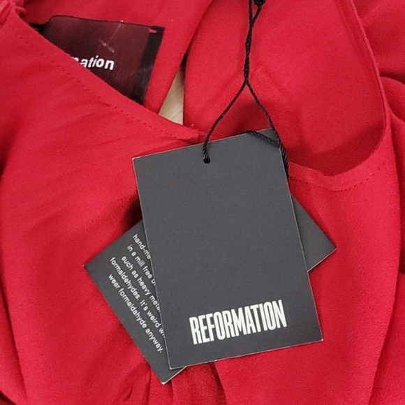 Reformation Zelda Dress Midi Length Red Size 0 New - Picture 8 of 12